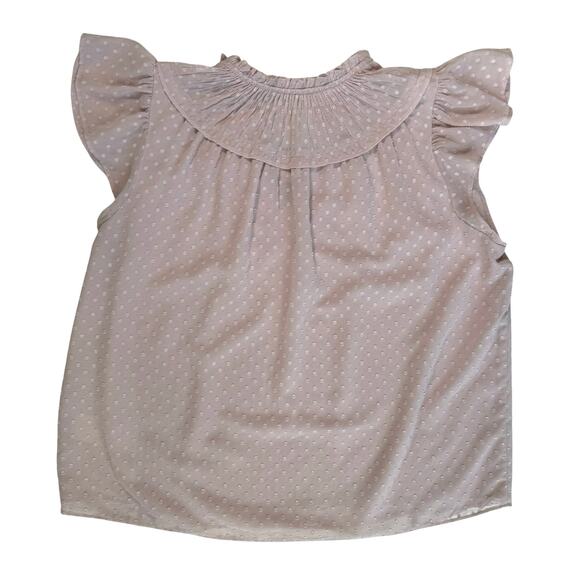 Express Lined Pink Ruffle Blouse Womens M Flutter Sleeve Feminine Coquette Top - Picture 8 of 16